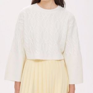 PETITE Stripe Cable Crop Jumper - CREAM